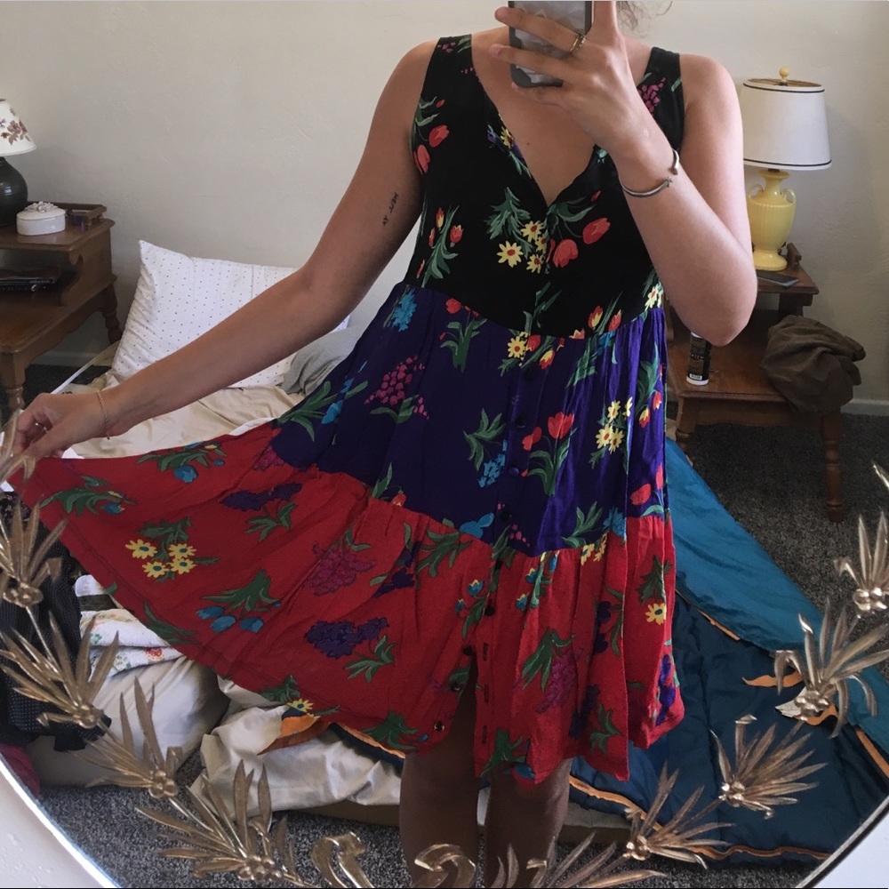 Vintage 80s Betsey Johnson Floral dress Punk Label